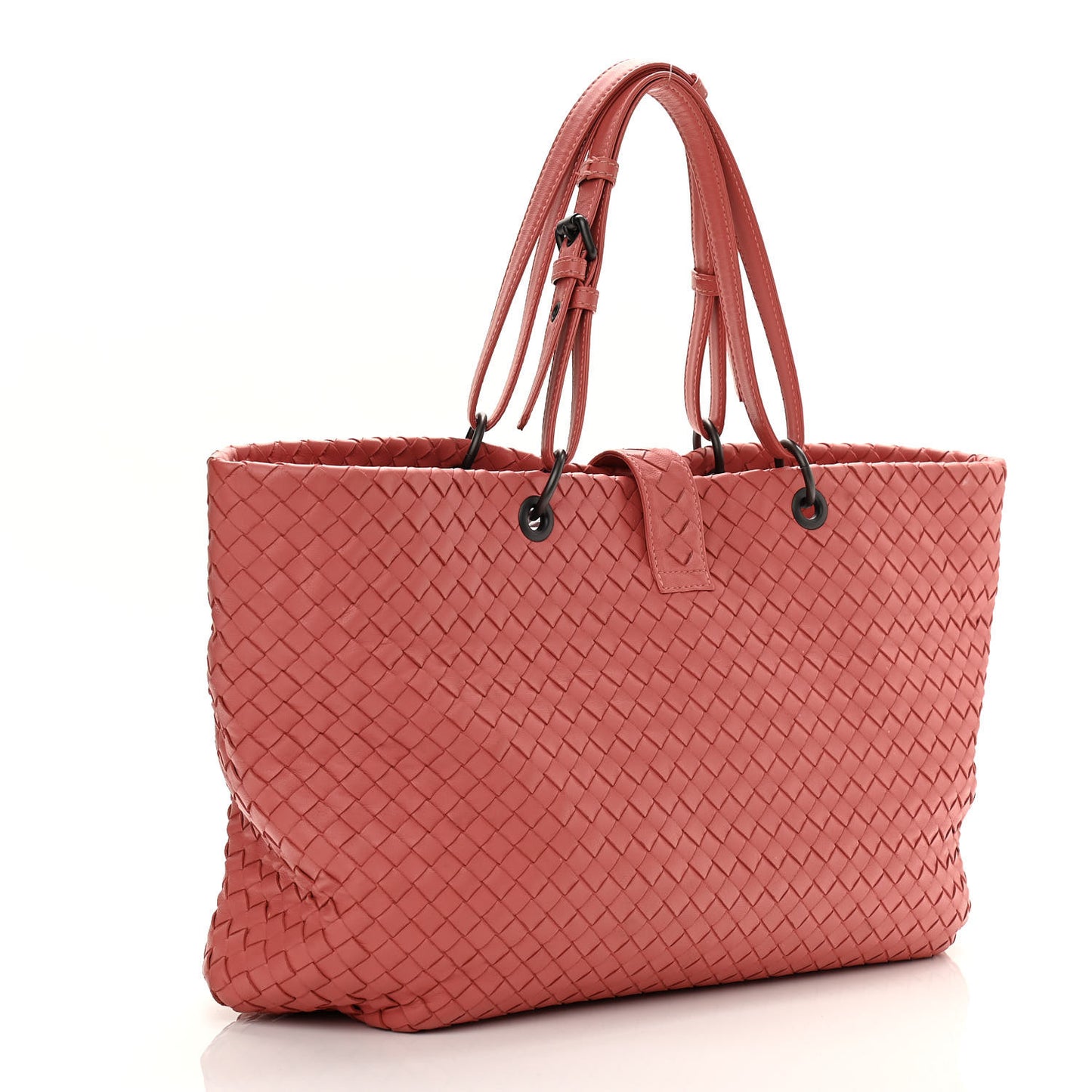 Nappa Intrecciato Large Capri Tote Corallo