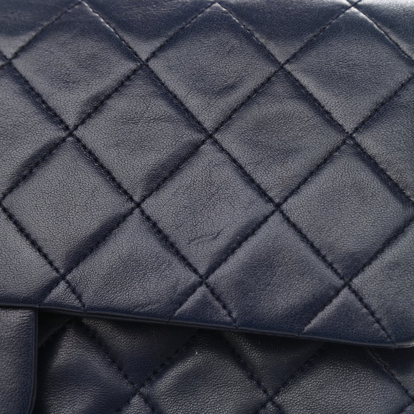 Lambskin Quilted Small Double Flap Navy
