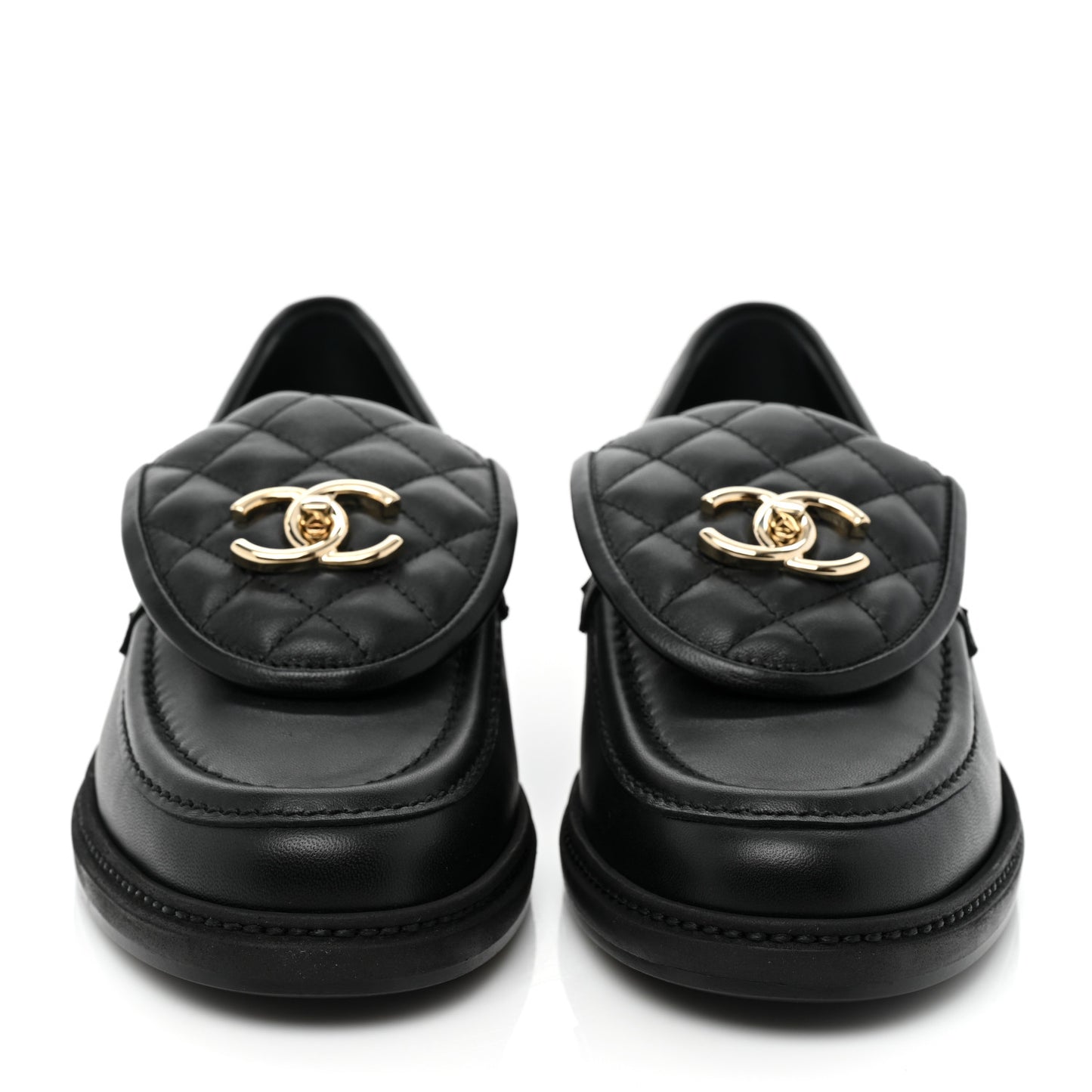 Lambskin Quilted CC Turnlock Loafers 39.5 Black
