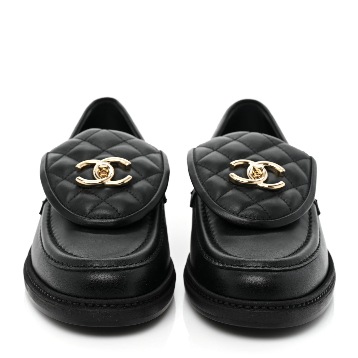 Chanel Lambskin Quilted CC Turnlock Loafers 39.5 Black 2 of 11