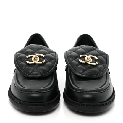 Chanel Lambskin Quilted CC Turnlock Loafers 39.5 Black 2 of 11