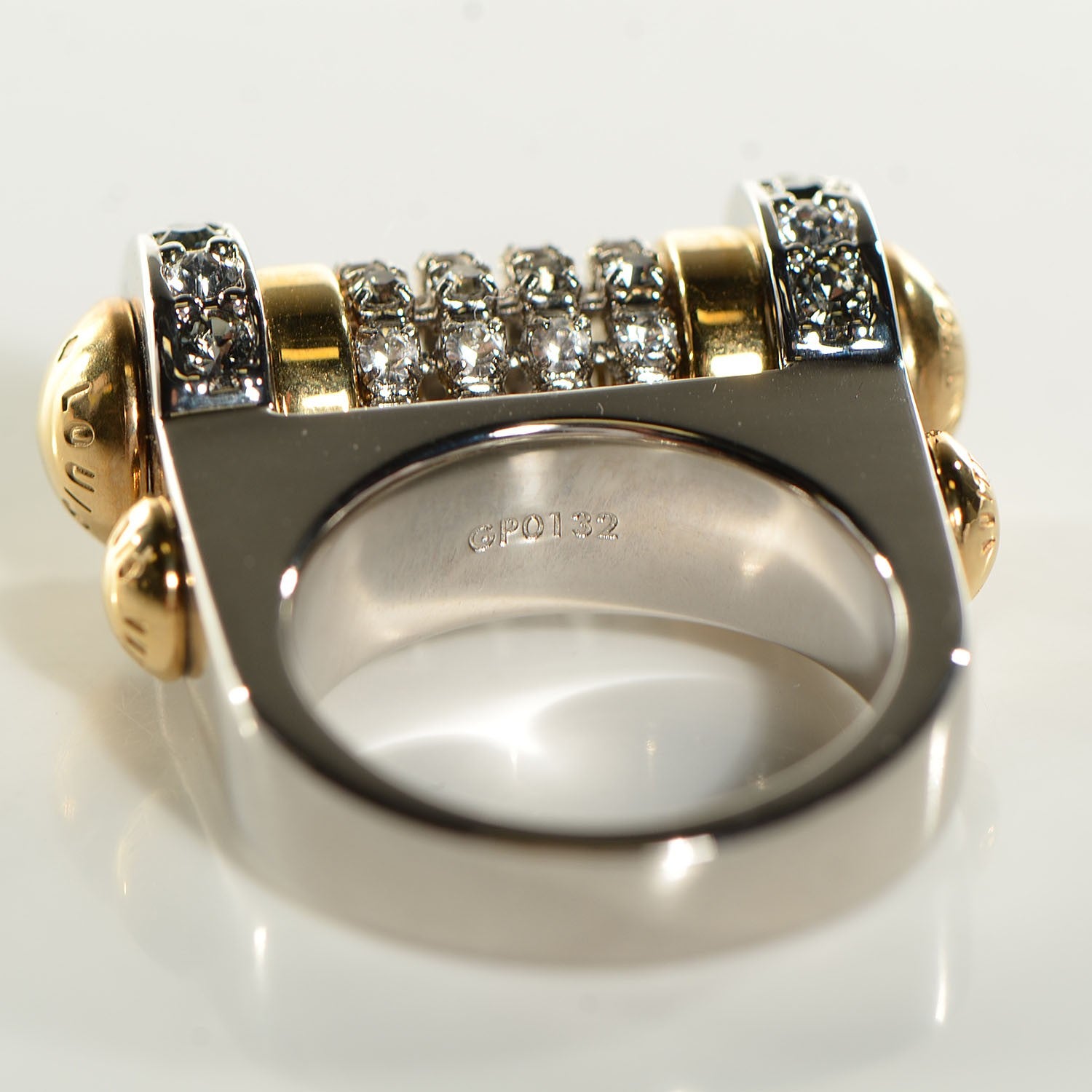 Louis Vuitton Crystal Ring Medium Silver Gold 6.5 4 of 5