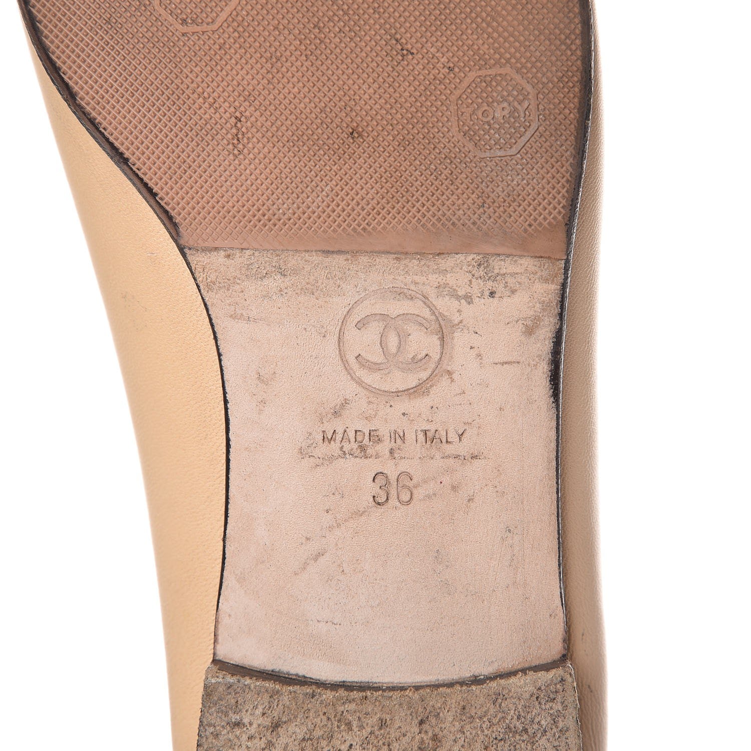 Chanel Lambskin Cap Toe Ballerina Flats 36 Beige Black 8 of 14