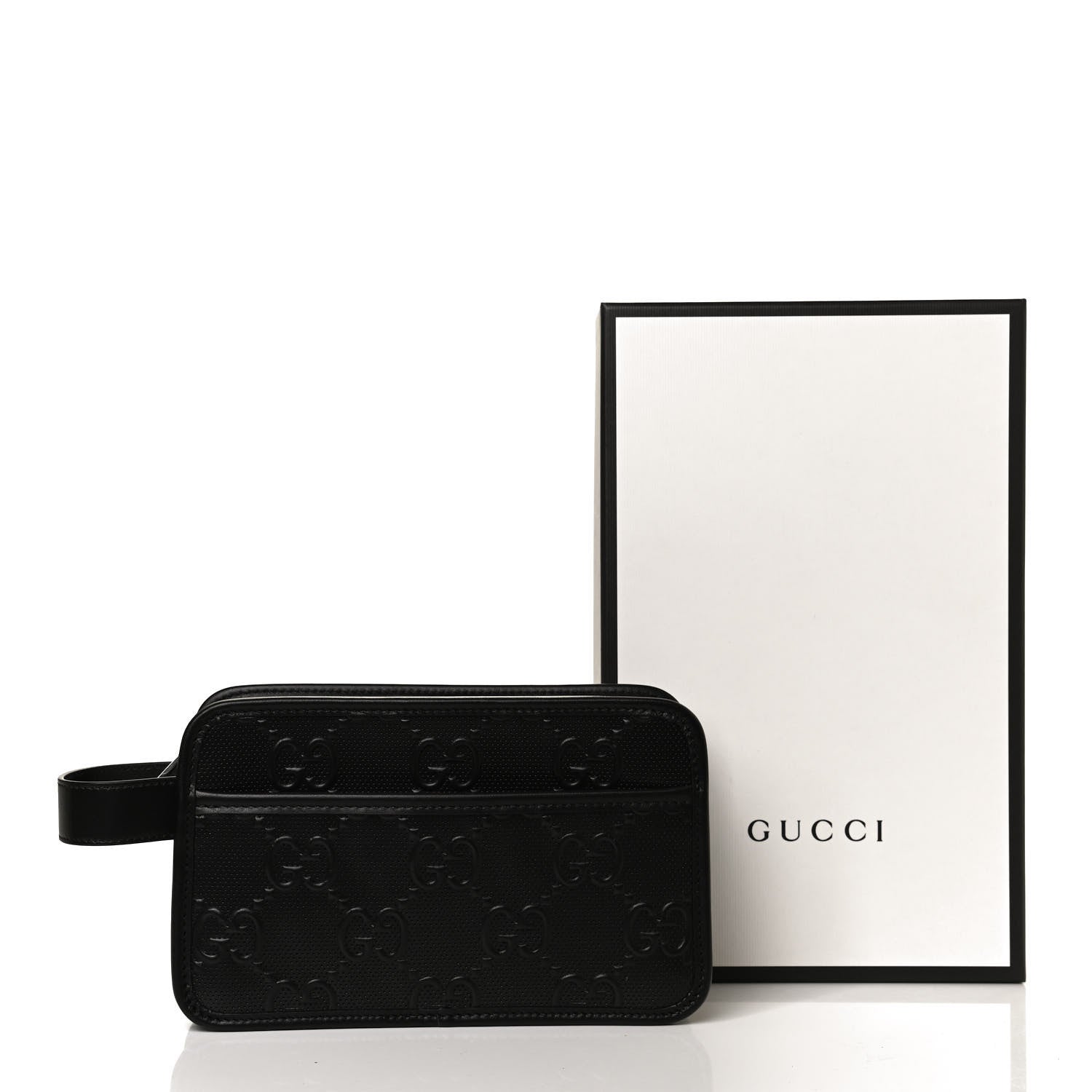 Gucci Calfskin GG Tennis Embossed Cosmetic Case Black 12 of 12