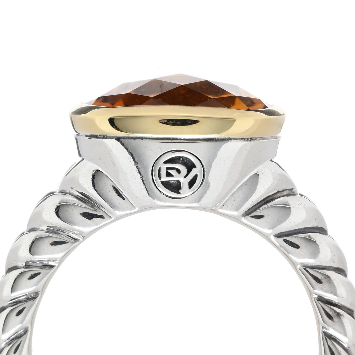 Sterling Silver 18K Yellow Gold Citrine 14mm Noblesse Ring 54 7