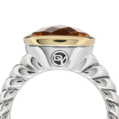 David Yurman Sterling Silver 18K Yellow Gold Citrine 14mm Noblesse Ring 54 7 5 of 5