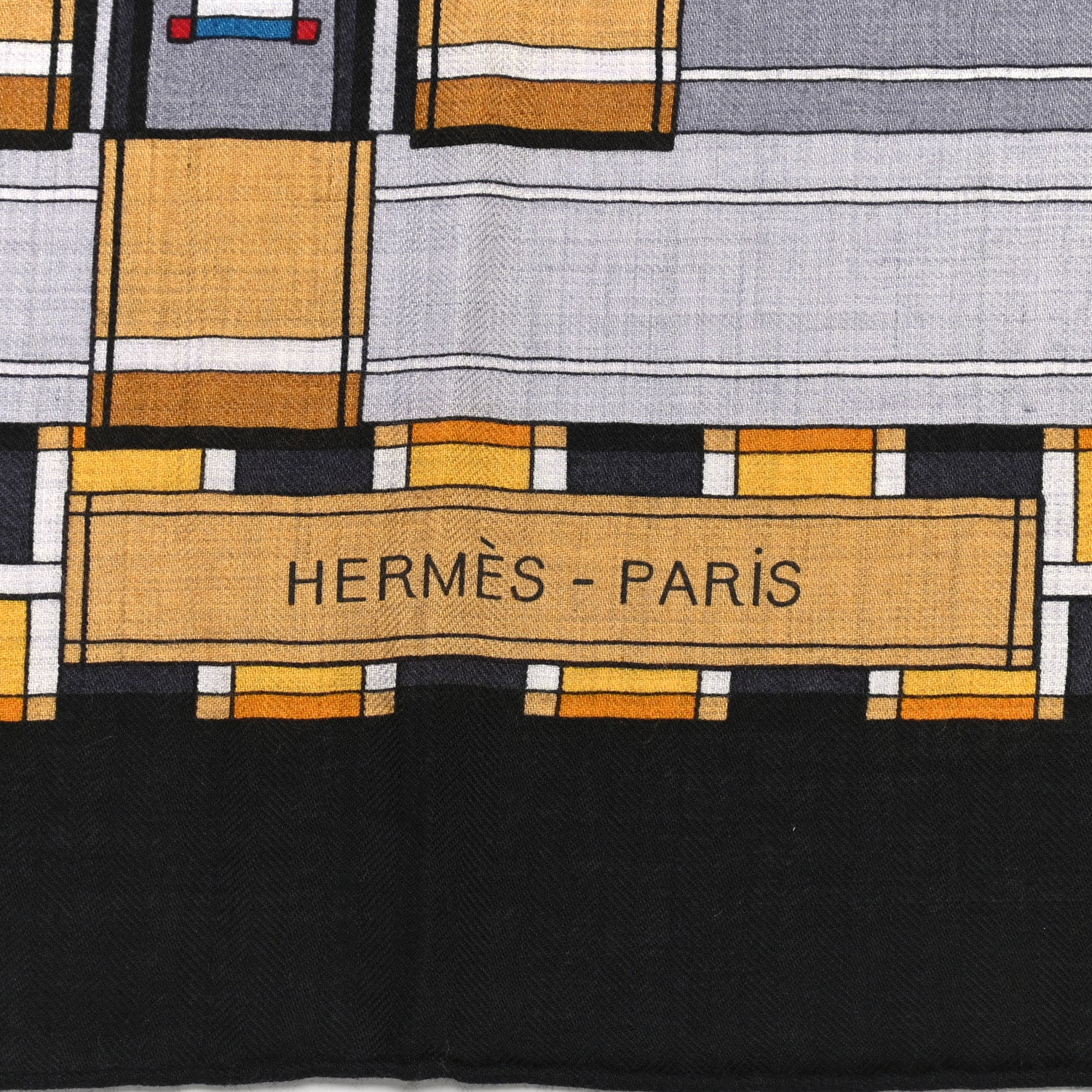 Hermes Cashmere Silk Voltes Et Pirouettes Shawl 140 Black Gris Chine Rouge 2 of 6