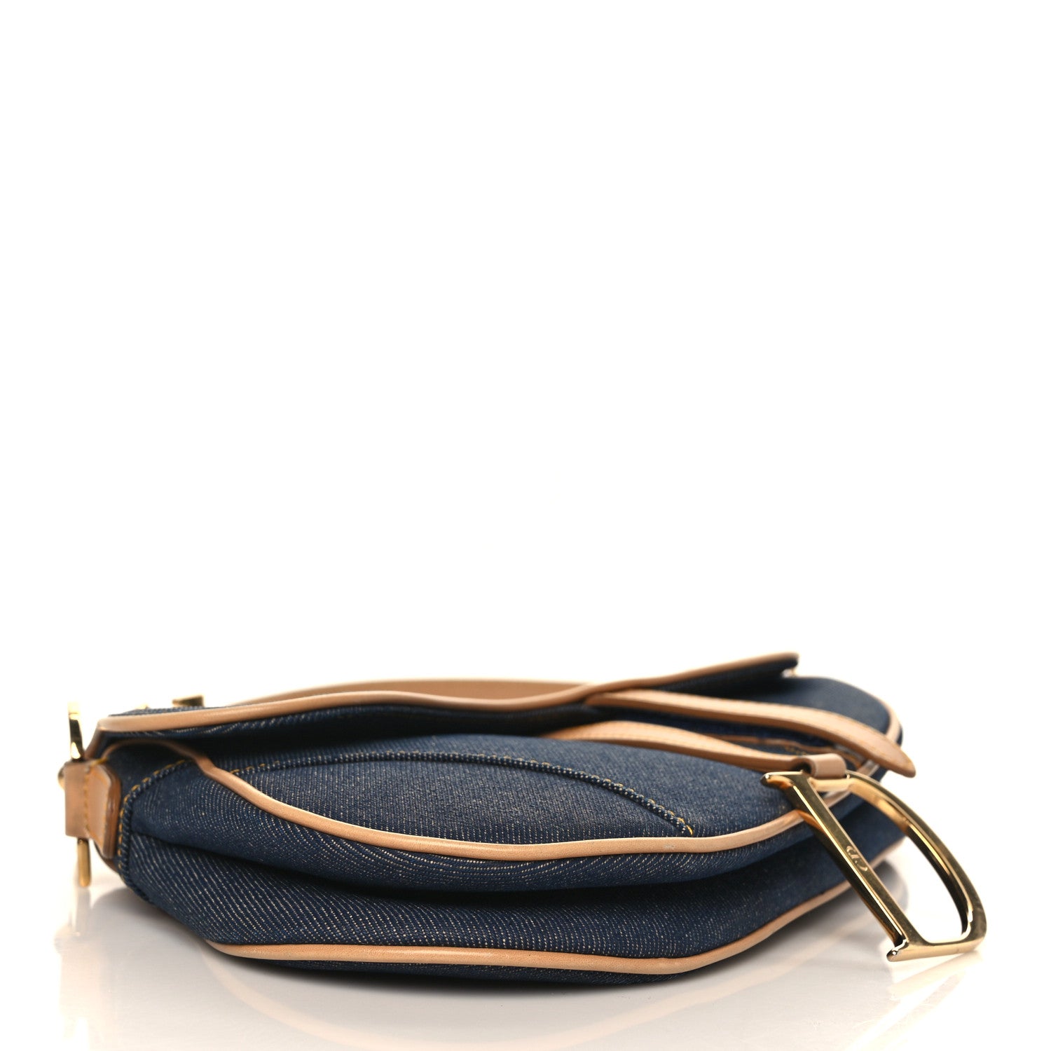 Christian Dior Denim Calfskin Saddle Bag Blue 4 of 16