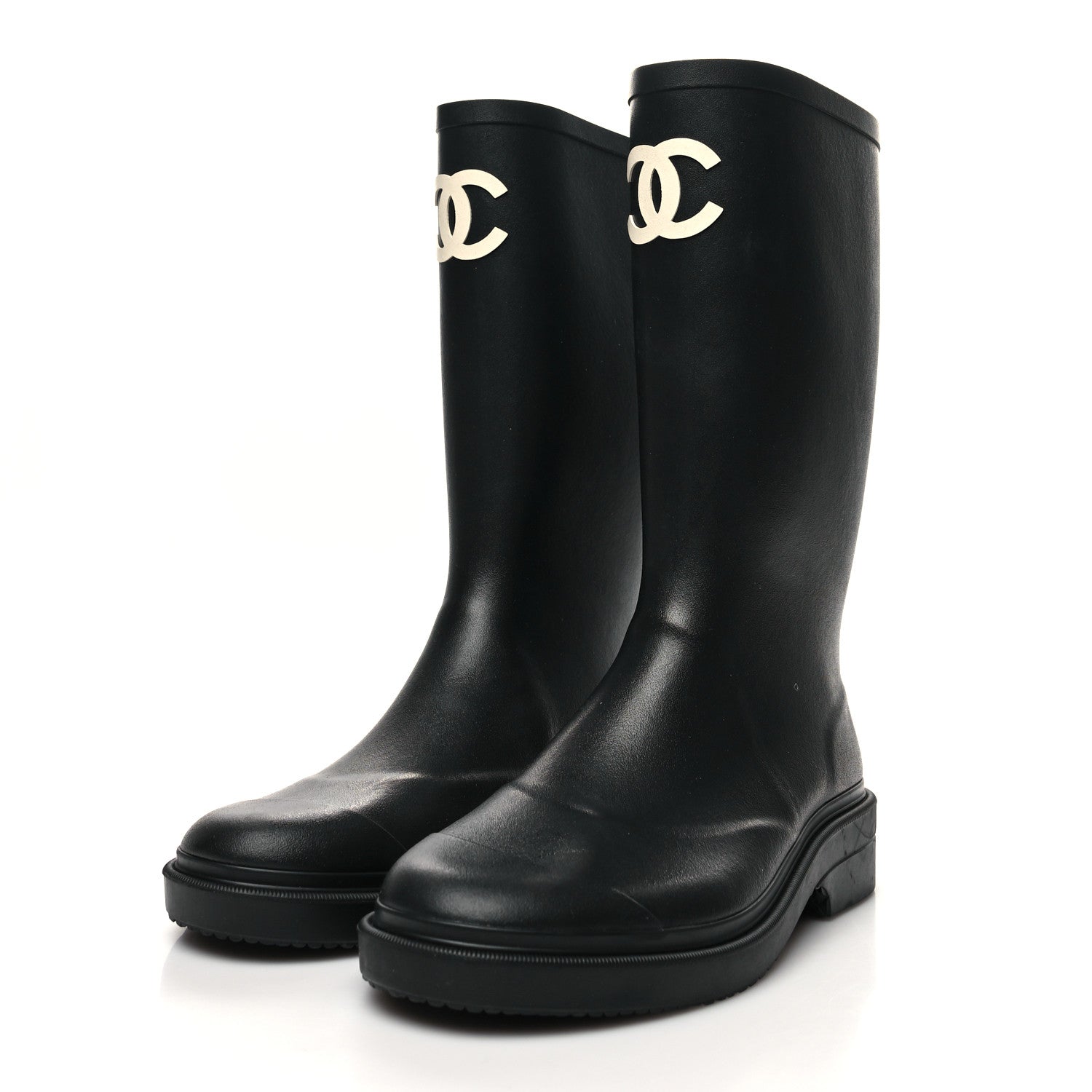 Chanel Caoutchouk CC High Boots 38 Black 3 of 7