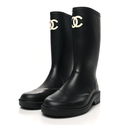 Chanel Caoutchouk CC High Boots 38 Black 3 of 7