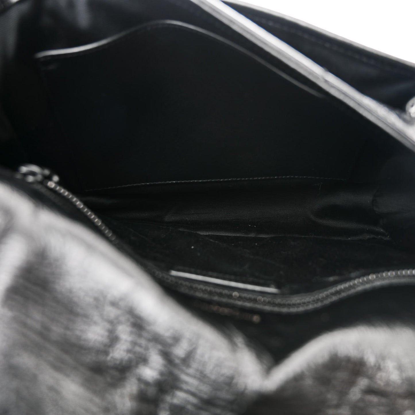 Crinkled Calfskin Matelasse Monogram Medium Niki Chain Satchel Black