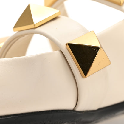 Valentino Garavani Calfskin Roman Stud Flat Mules 36.5 Light Ivory 10 of 12