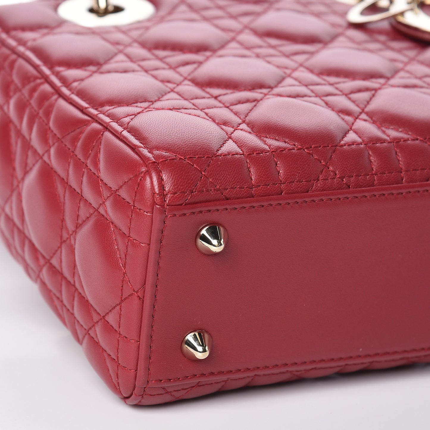 Lambskin Cannage Small My Lady Dior Red