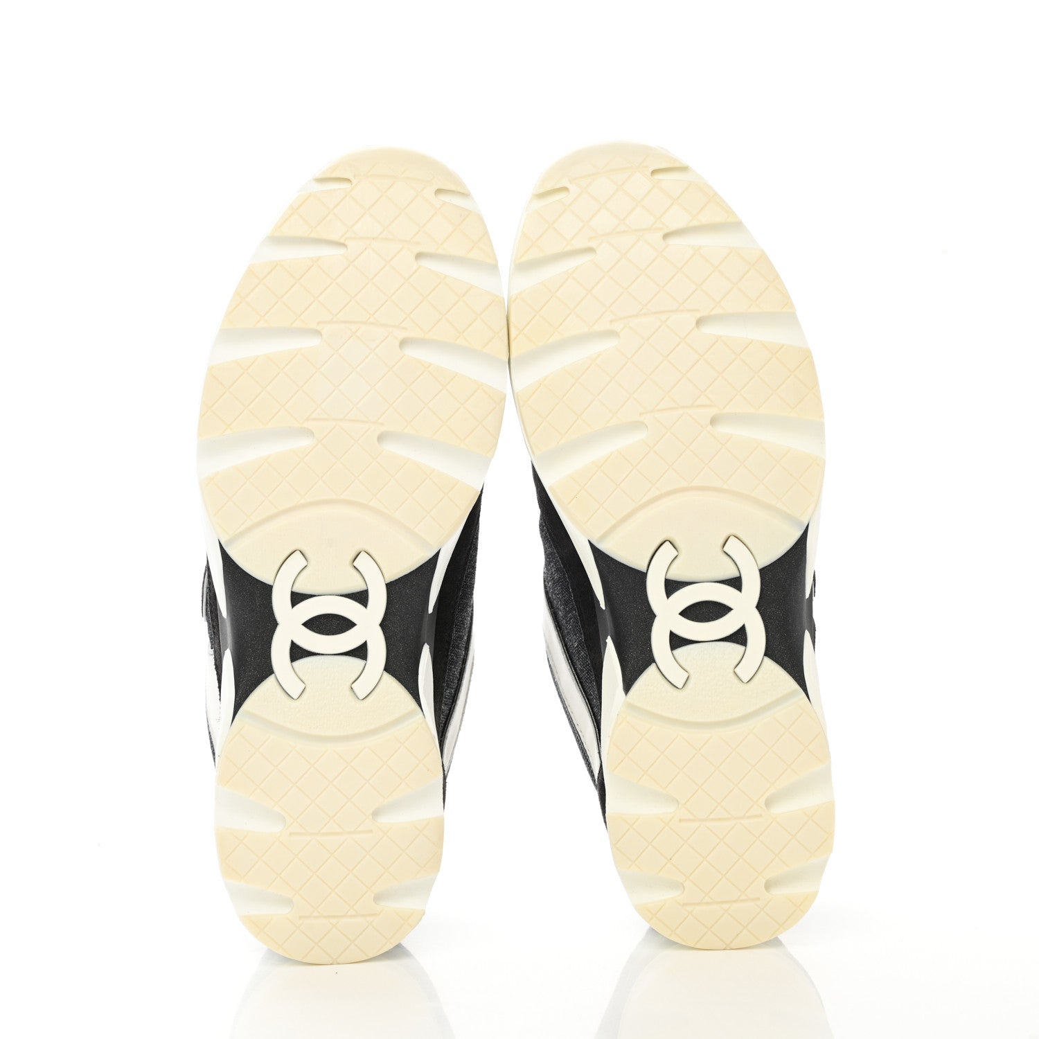 Chanel Denim Suede Calfskin CC Sneakers 37 Grey 5 of 9