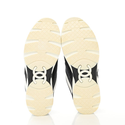 Chanel Denim Suede Calfskin CC Sneakers 37 Grey 5 of 9