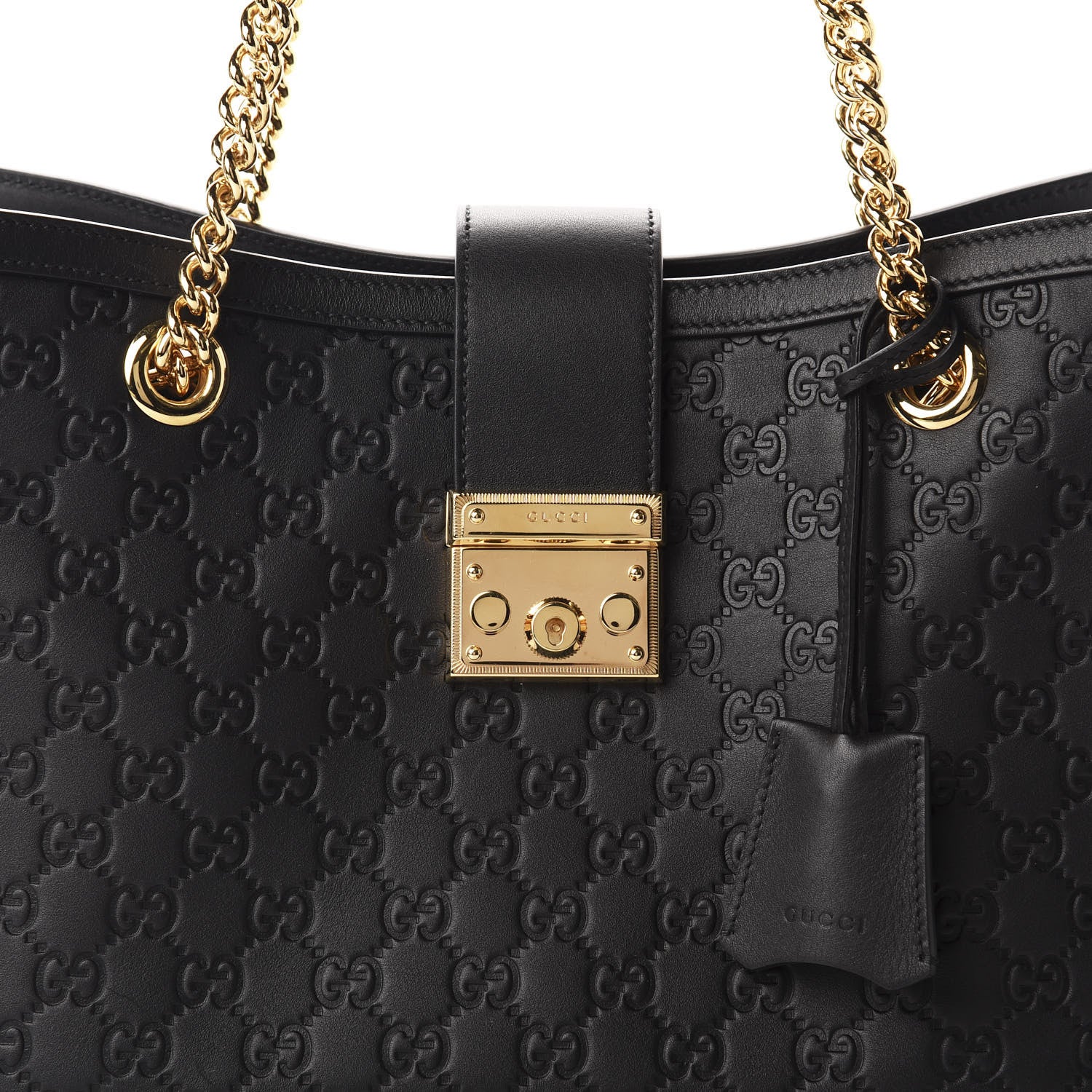 Gucci Guccissima Medium Padlock Tote Black 10 of 10