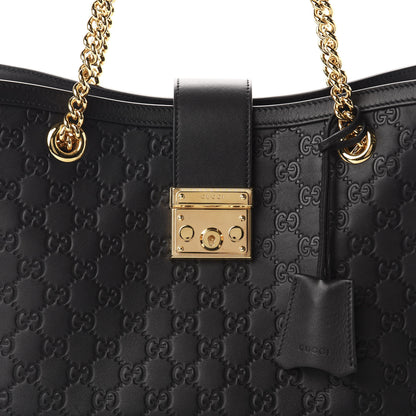 Gucci Guccissima Medium Padlock Tote Black 10 of 10