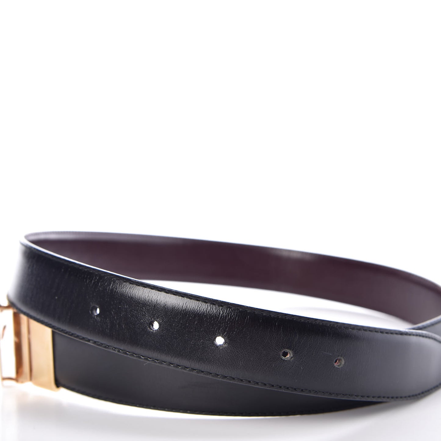 Calfskin Reversible G Buckle Belt 80 32 Black Burgundy
