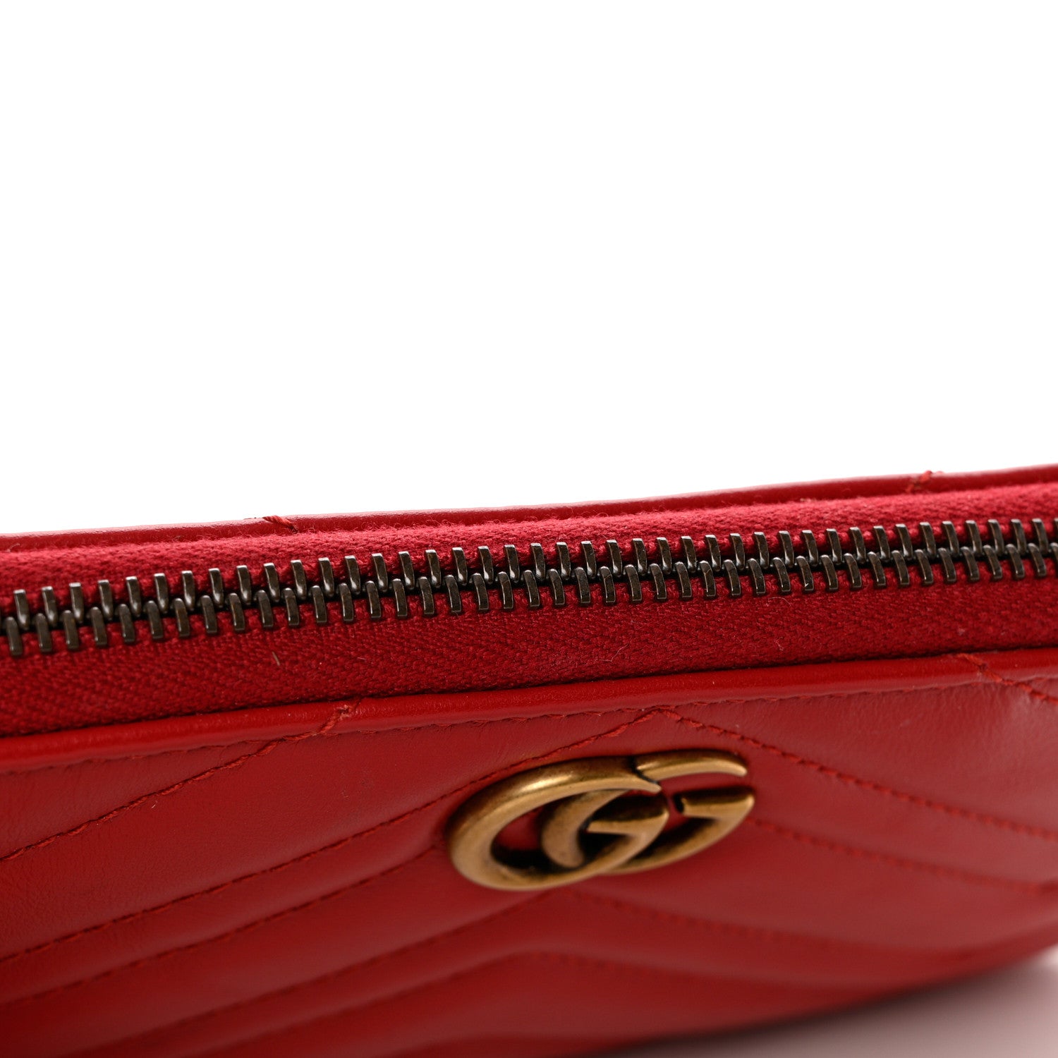 Gucci Calfskin Matelasse GG Marmont Wrist Wallet Hibiscus Red 8 of 9
