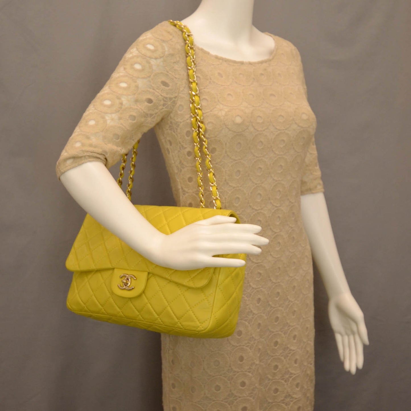Lambskin Jumbo Single Flap Yellow