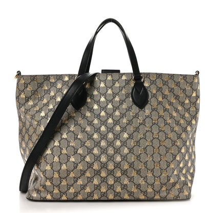 Gucci Soft GG Supreme Monogram Bees Medium Crossbody Tote Beige Oro Black 1 of 10