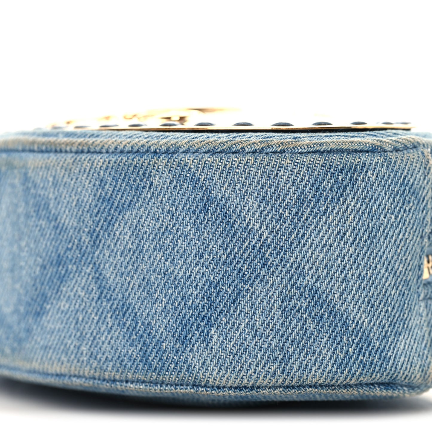 Denim Printed Chain Clutch Dark Blue