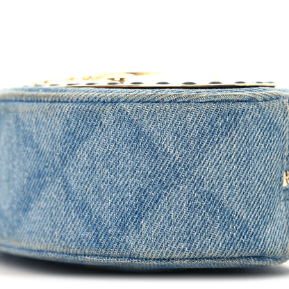 Chanel Denim Printed Chain Clutch Dark Blue 10 of 10