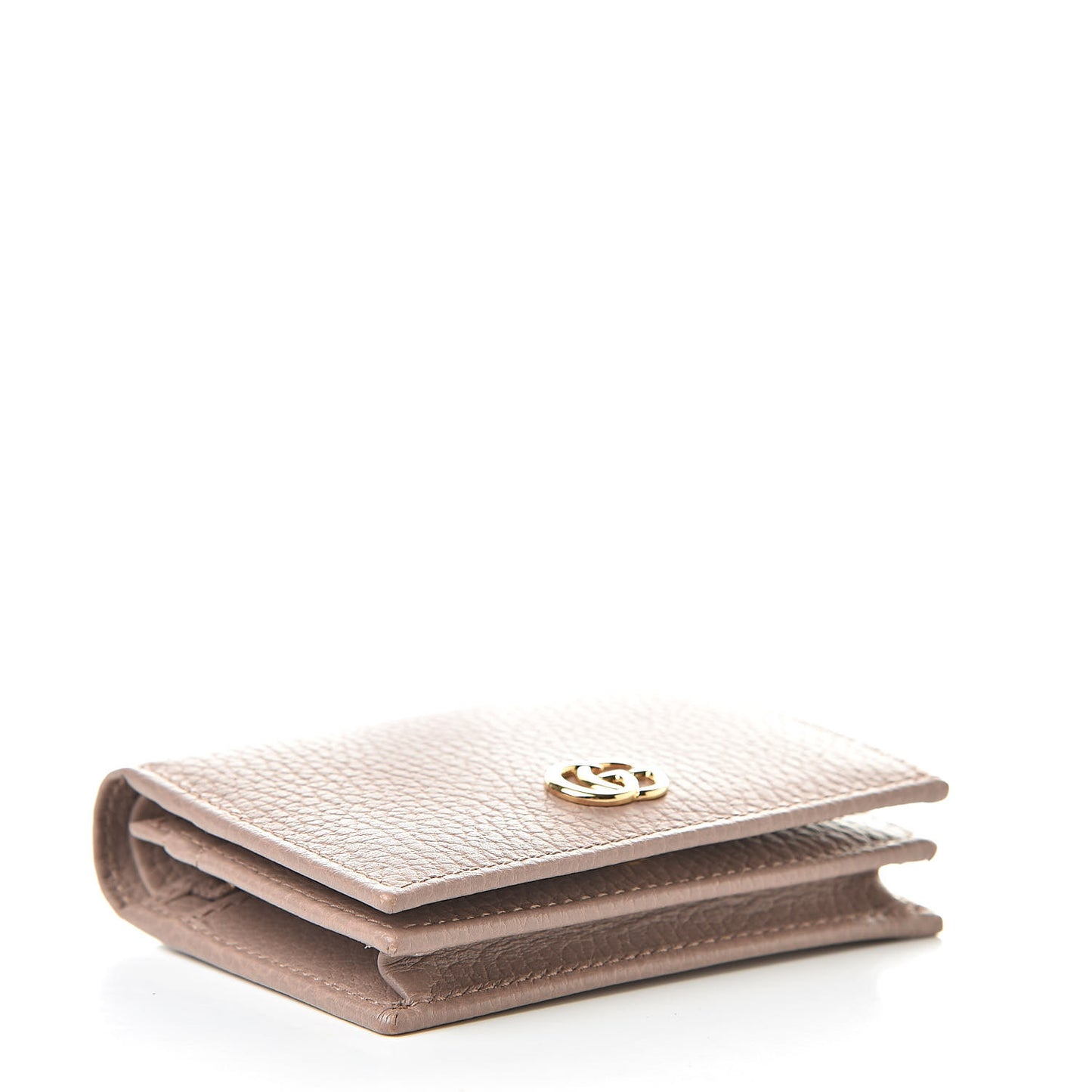Pebbled Calfskin GG Marmont Card Case Porcelain Rose