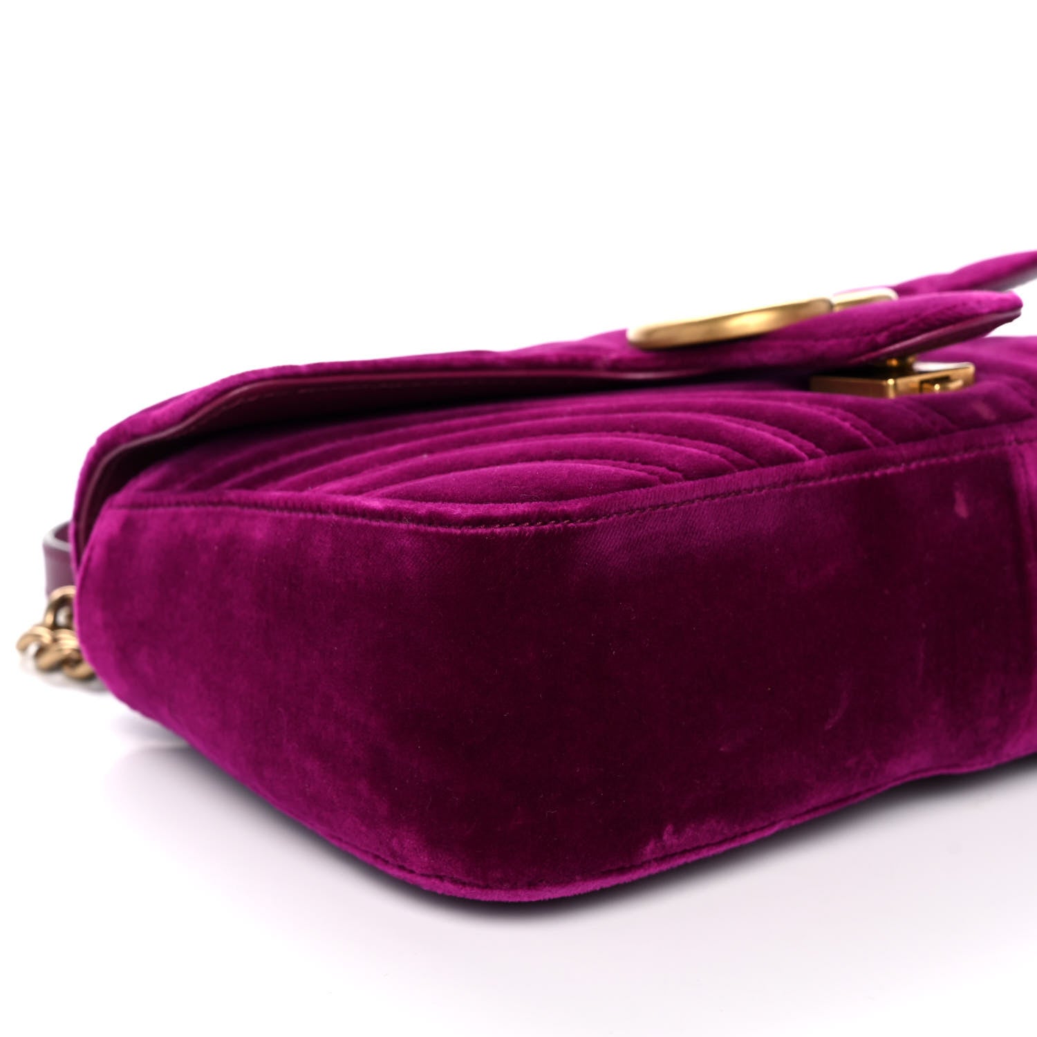 Gucci Velvet Matelasse Small GG Marmont Shoulder Bag Fuchsia Violet Cyclamen 9 of 10