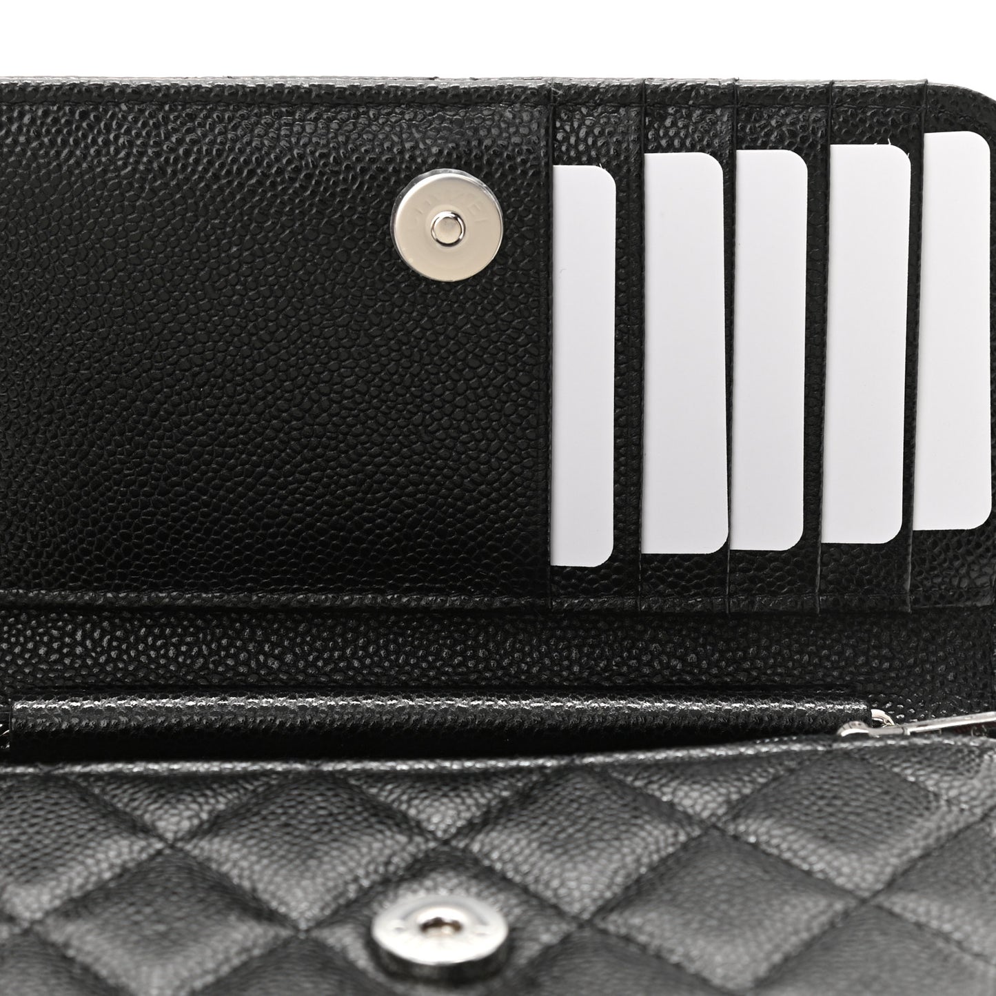 Caviar Quilted Mini Wallet On Chain WOC Black