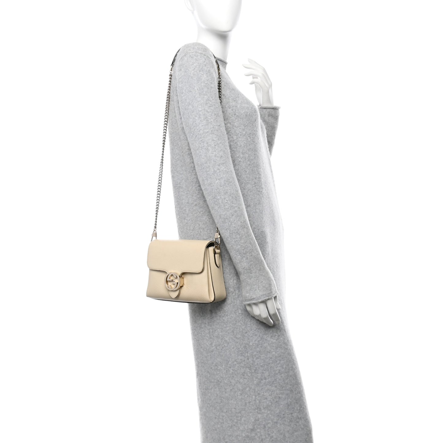 Dollar Calfskin Interlocking G Crossbody Bag Mystic White