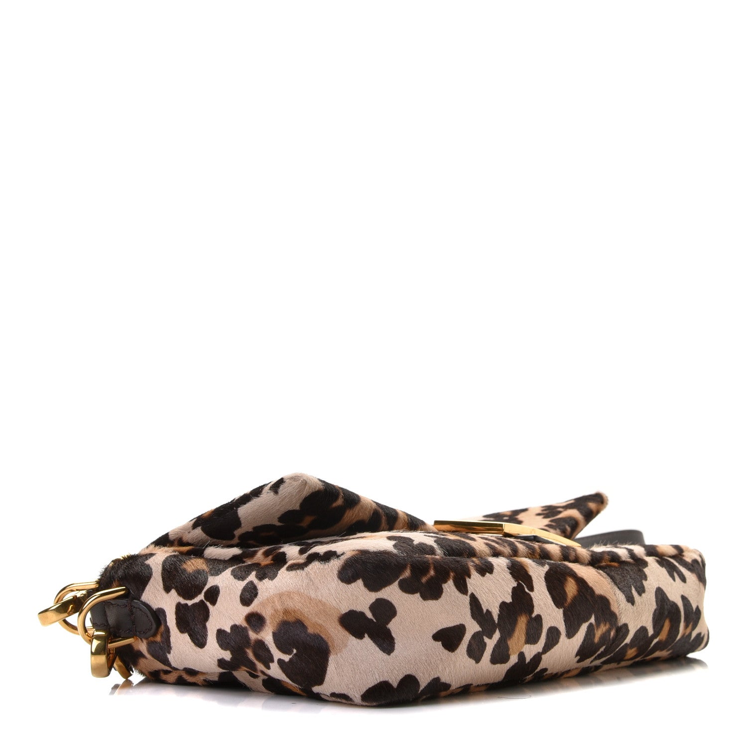 Fendi Vitello Pelo Seta Paisley Leopard Print Baguette Cammello Beige Black 4 of 11