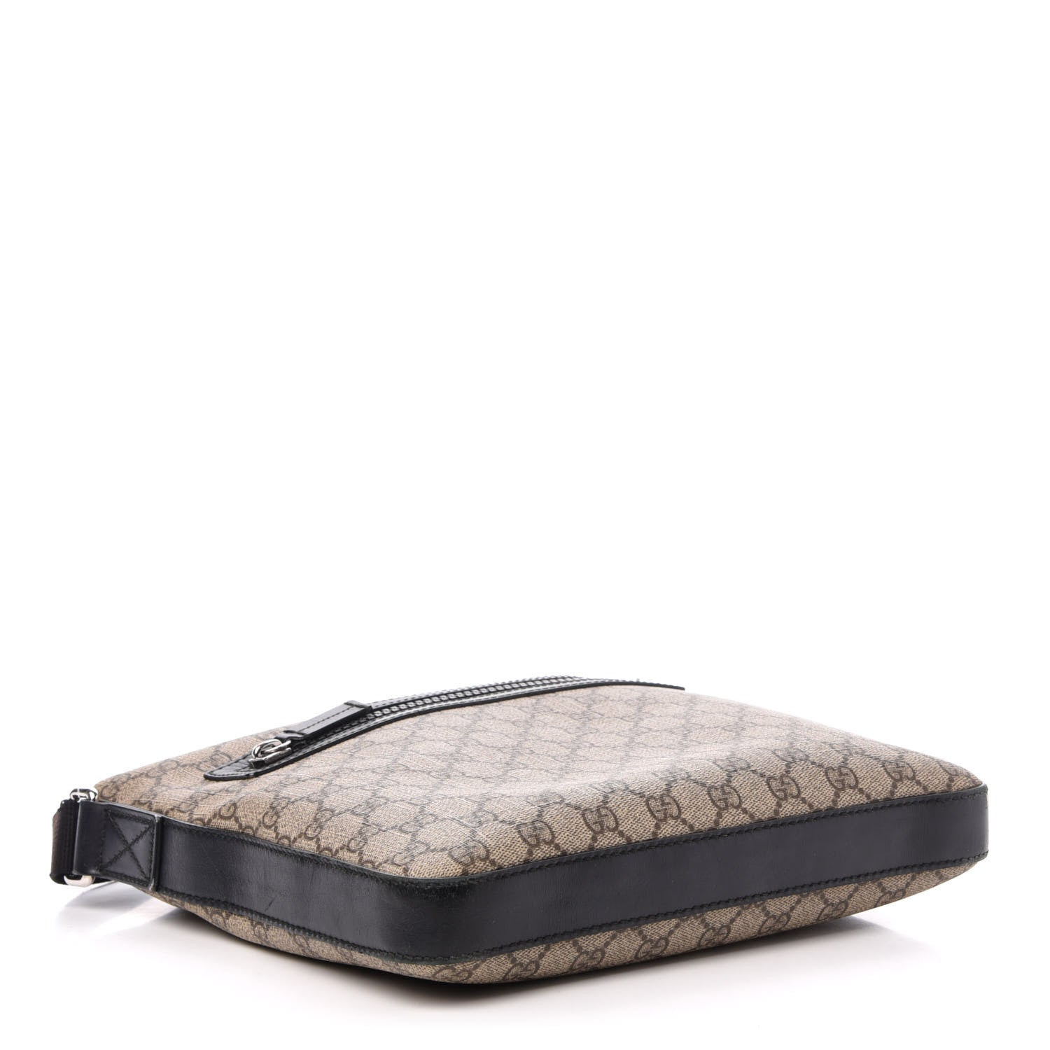 Gucci GG Supreme Monogram Flat Messenger Bag Black 4 of 16