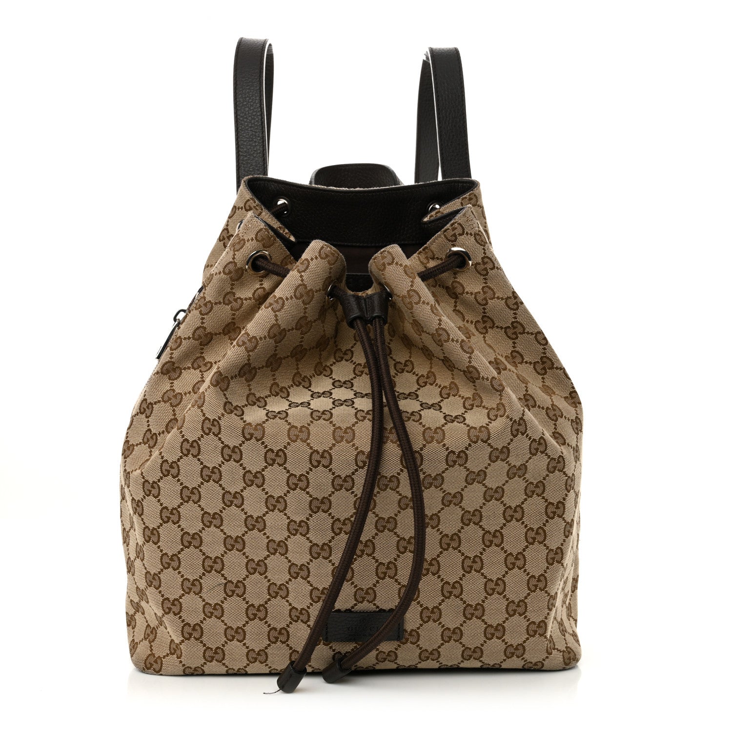 Gucci Monogram Dollar Calfskin O Drawstring Backpack Beige Ebony Testa di Moro Dark Chocolate 1 of 16