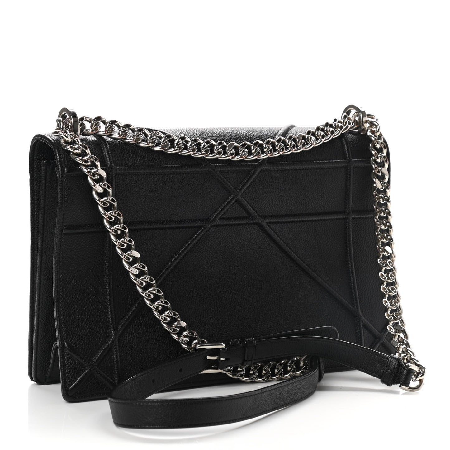 Grained Calfskin Large Diorama Flap Bag Black