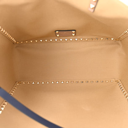 Valentino Garavani Canvas Medium Rockstud Reversible Tote Navy Blue Beige 8 of 17