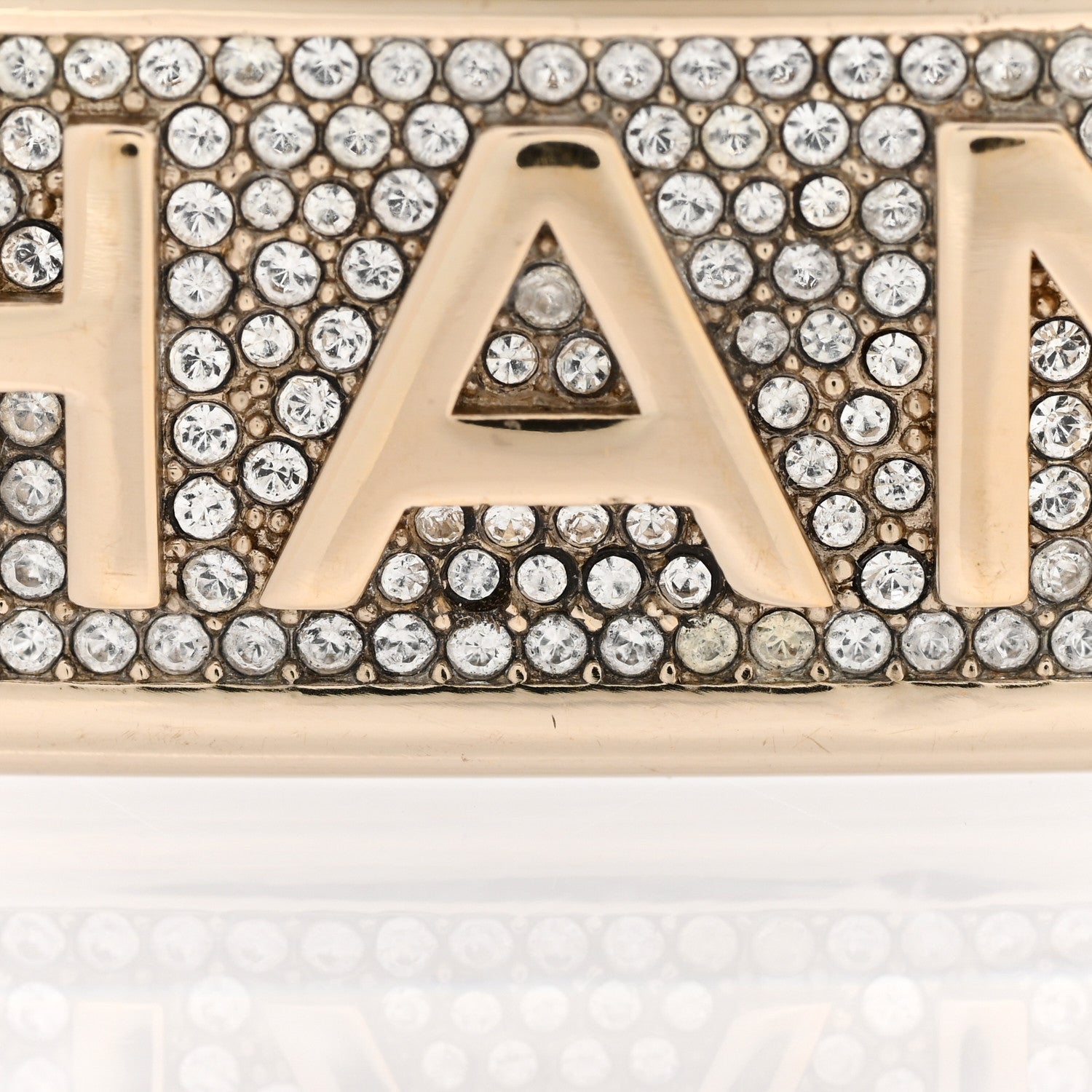 Chanel Metal Crystal Logo Hair Clip Gold 4 of 4