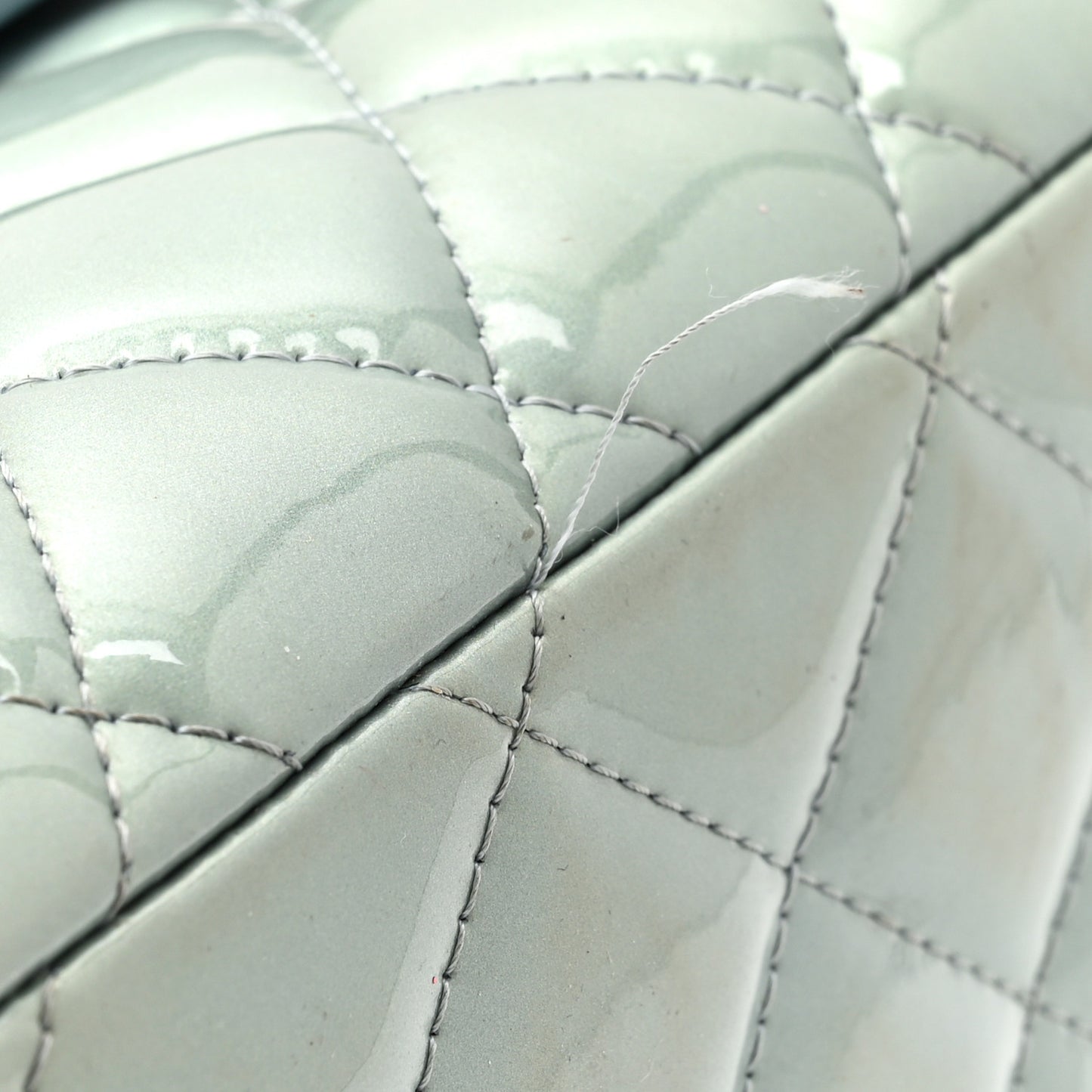 Patent Quilted Maxi Double Flap Light Blue