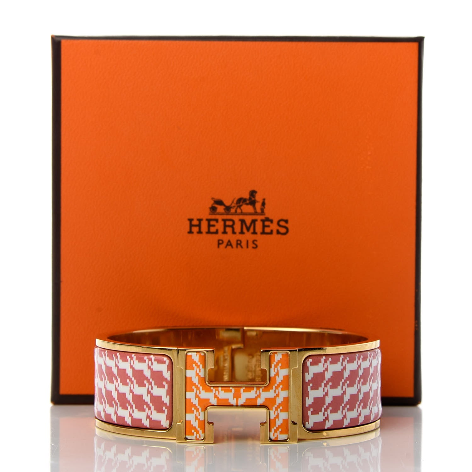 Hermes Enamel Cheval Pixel Wide Clic Clac H Bracelet GM Terre Orange 6 of 6