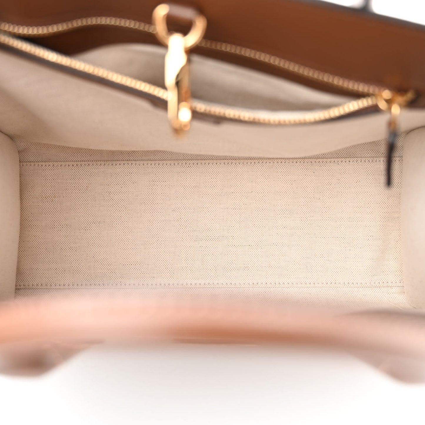 GG Supreme Monogram Azalea Calfskin Small Retro Interlocking G Tote Bag Beige Ebony Brown Sugar
