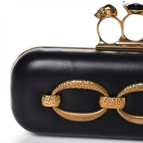 Nappa Chain Knuckle Box Clutch Black