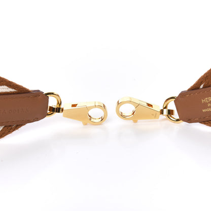 Hermes Toile Swift 50mm Sangle ZigZag Shoulder Strap Gold White 3 of 6