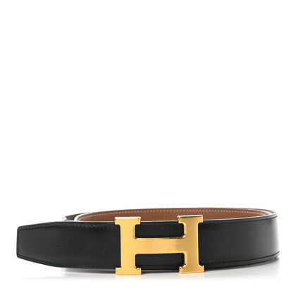 Hermes Box Togo 32mm H Belt 85 Black Gold 1 of 17