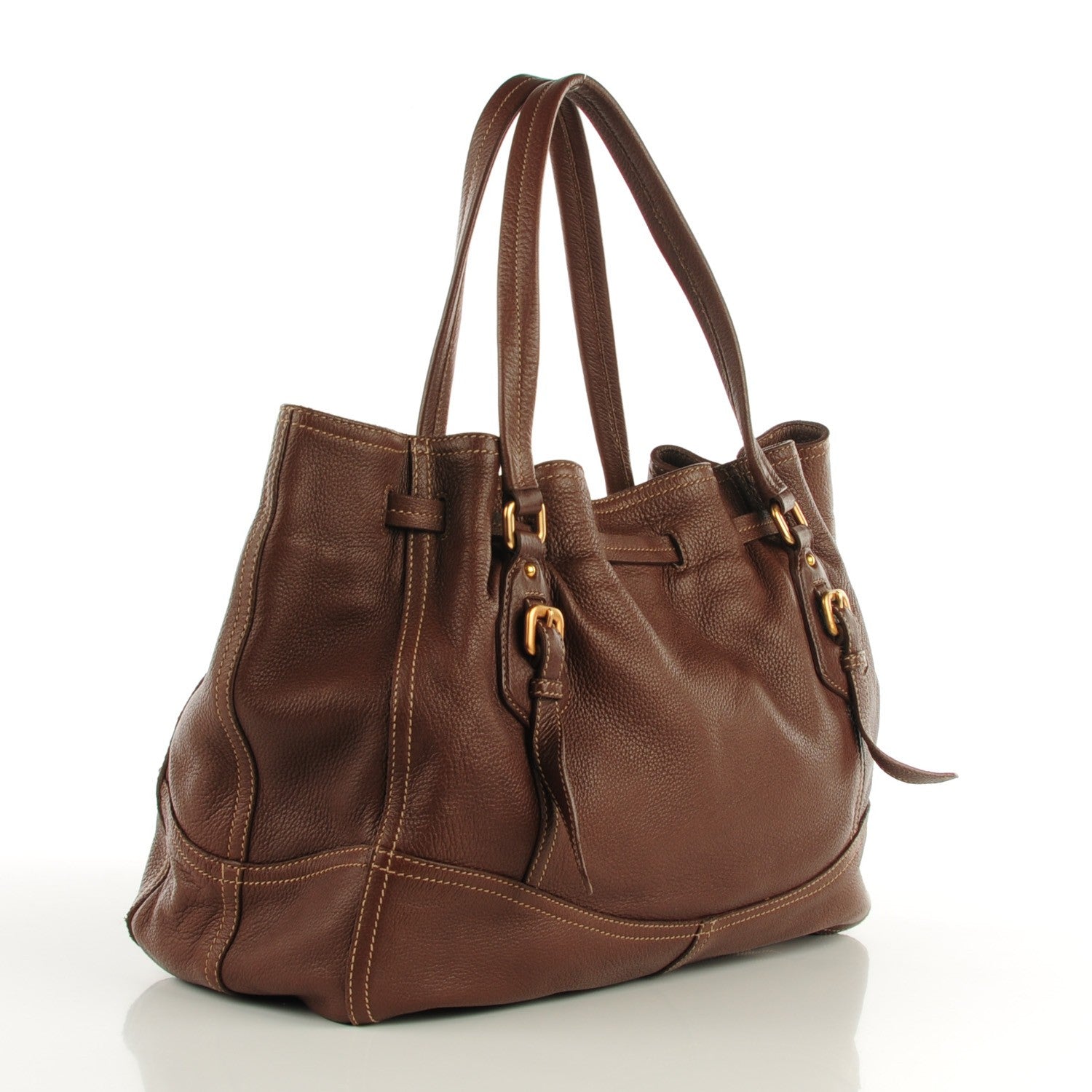 Prada Cervo Drawstring Shoulder Bag Bruciato 3 of 8