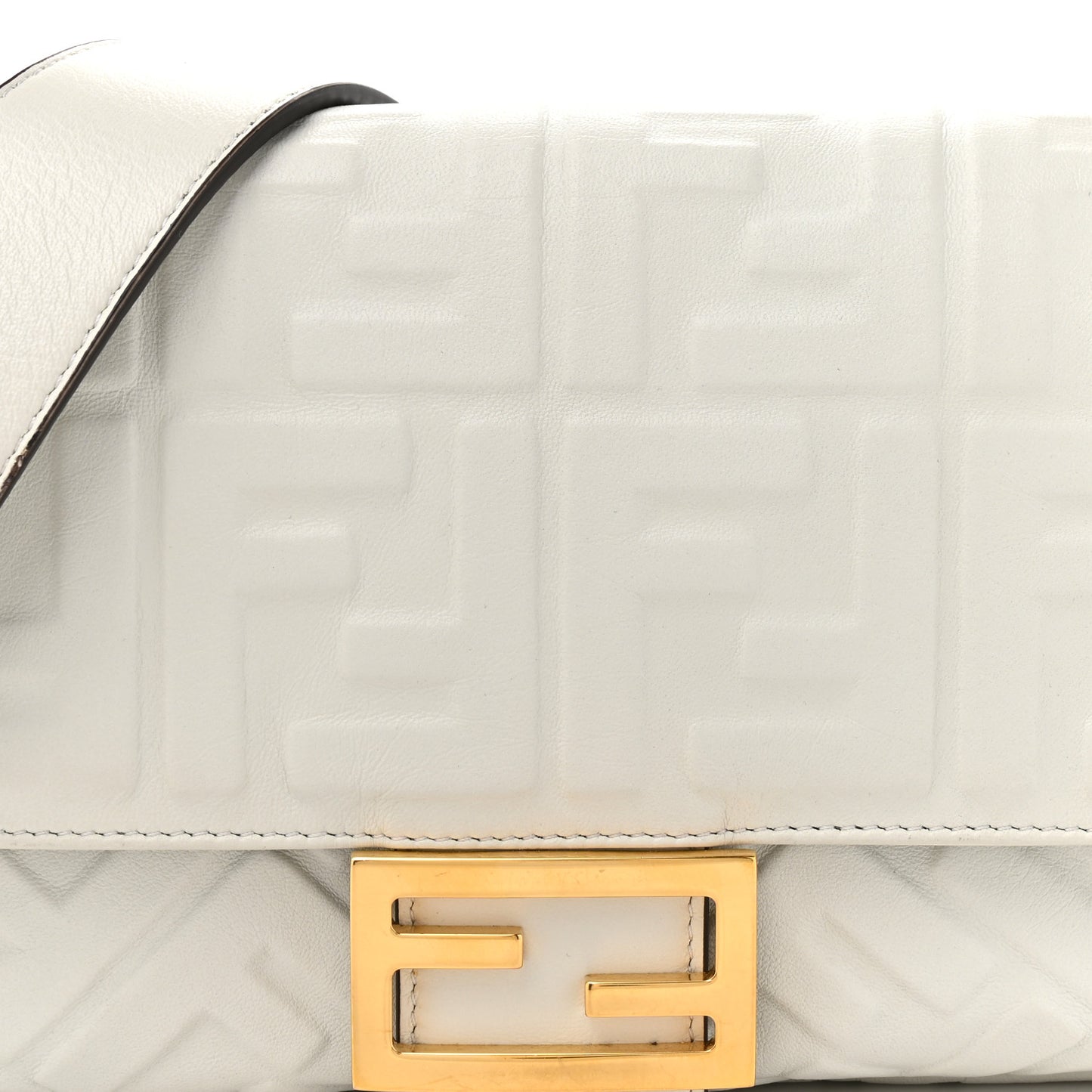 Nappa FF 1974 Embossed Baguette White