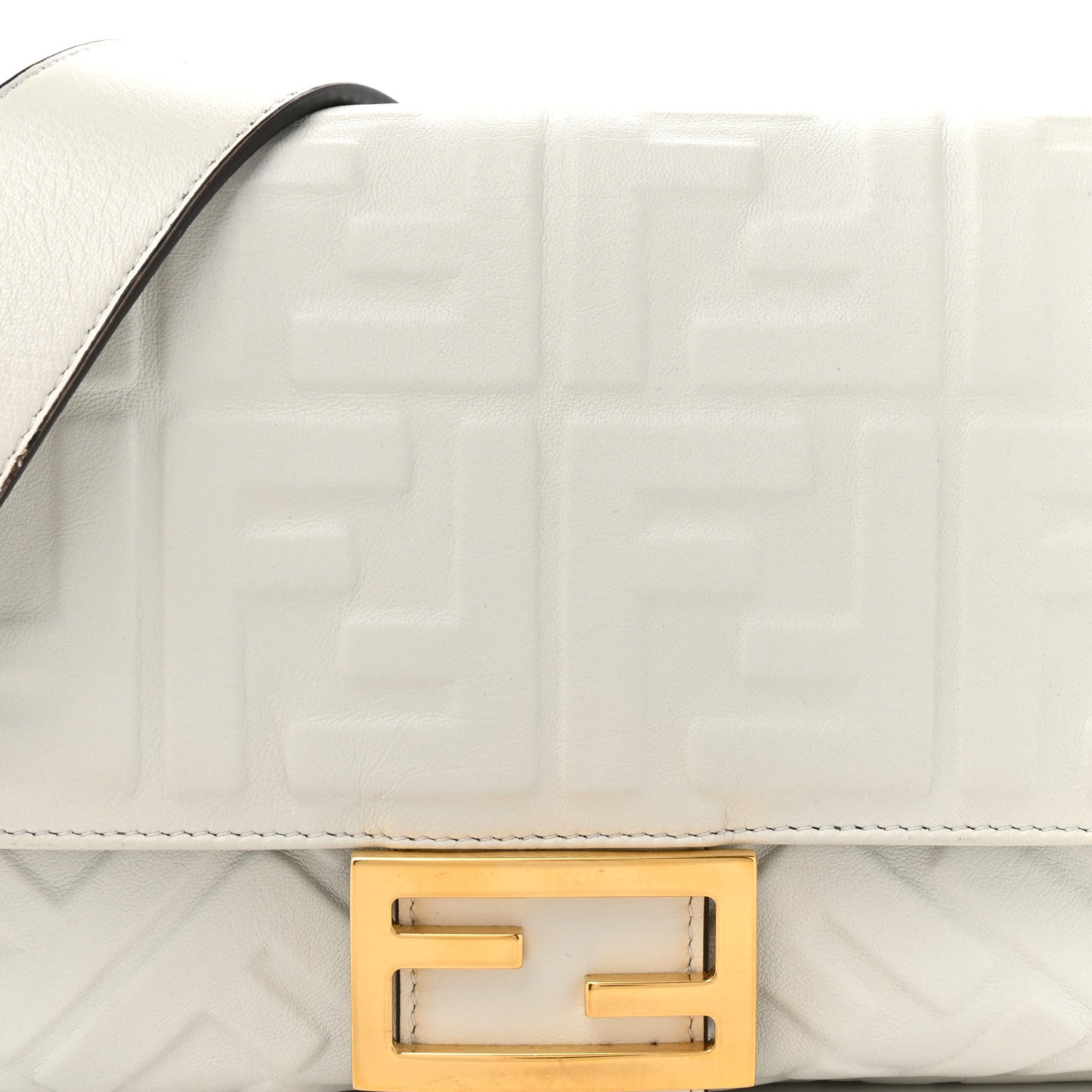 Fendi Nappa FF 1974 Embossed Baguette White 8 of 16