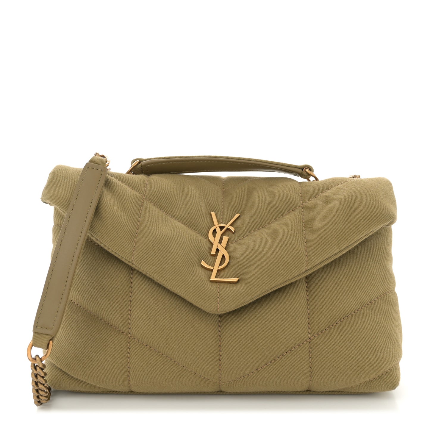 Canvas Quilted Toy Loulou Puffer Monogram Chain Satchel Fir Green