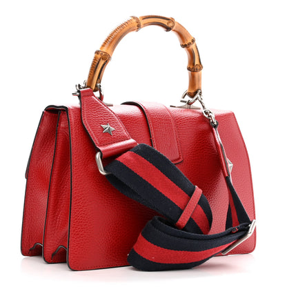Gucci Dollar Calfskin Crystal Web Medium Dionysus Bamboo Top Handle Bag Hibiscus Red Black Diamond 3 of 14