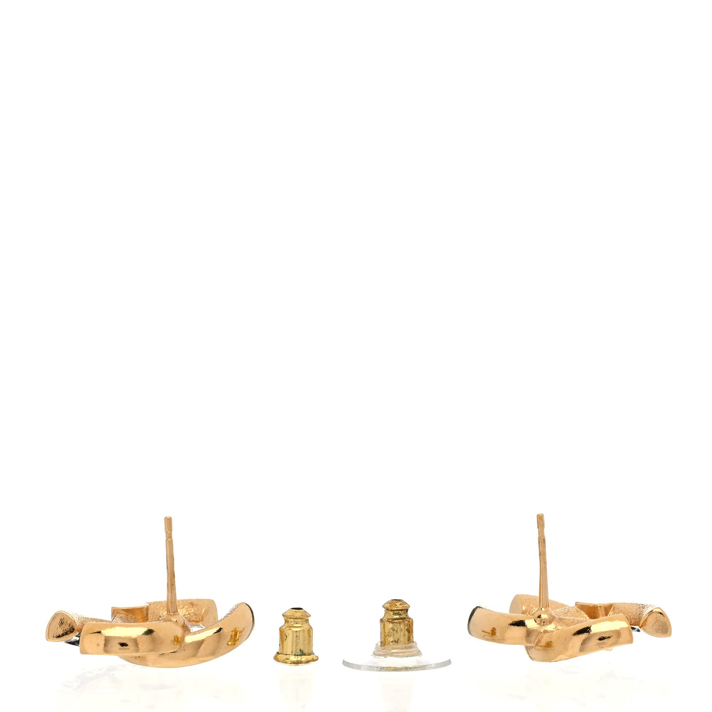 Enamel CC Logo Earrings Gold Black White