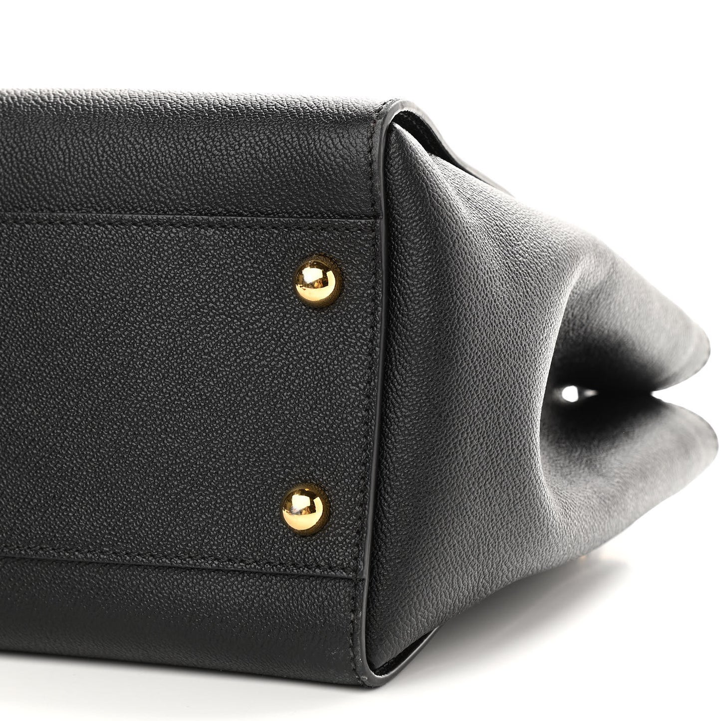 Soft Grain Calfskin Medium Buckle Tote Black